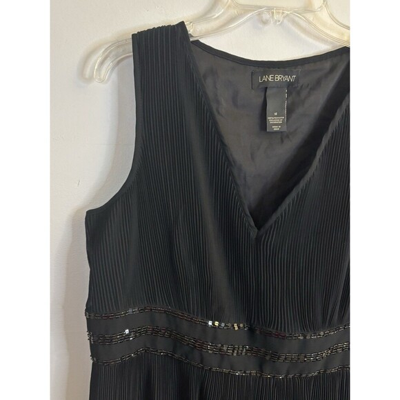 LANE BRYANT Pleated Sleeveless Black Midi Dress Women 16 Sequins Event Formal - Picture 4 of 12